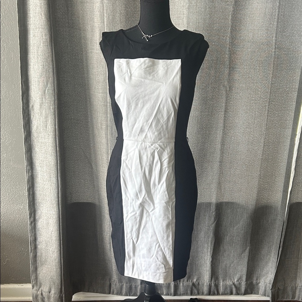 White House Black Market Black and White Midi Dress